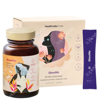 Health Labs Care BrownMe + GlowMe ZESTAW Piękna opalenizna, odżywiona skóra 30 kaps. + Nawilżona, napięta i gładka skóra 30 saszetek