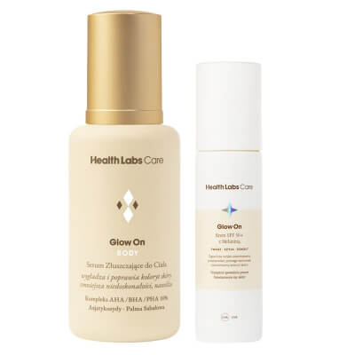 Health Labs Care Glow On Skin ZESTAW Serum złuszczające do ciała 100 ml + Krem SPF 50+ z melaniną 50 ml