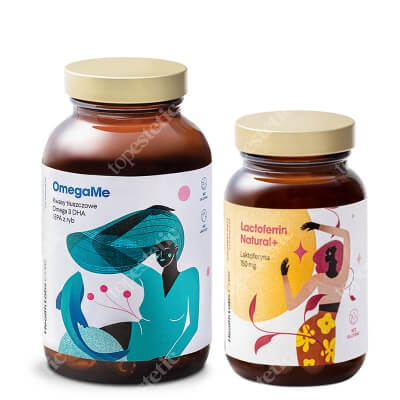 Health Labs Care Lactoferrin Natural+ + OmegaMe ZESTAW Laktoferyna 150 mg 30 kaps + Kwasy tłuszczowe Omega 3 EPA i DHA z ryb, 60 kaps.