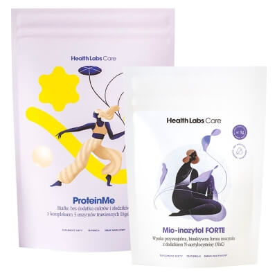 Health Labs Care ProteinMe + Mio-inozytol FORTE ZESTAW Białko WPC z enzymami trawiennymi (smak waniliowy) 472,5 g + Wysoko przyswajalna bioaktywna forma inozytolu 309 g