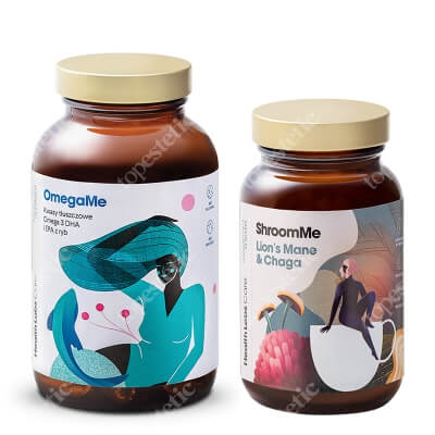 Health Labs Care ShroomMe Lions Mane and Chaga + OmegaMe ZESTAW Rytuał na energię i poprawę koncentracji 90 miarek + Kwasy tłuszczowe Omega 3 120 kaps