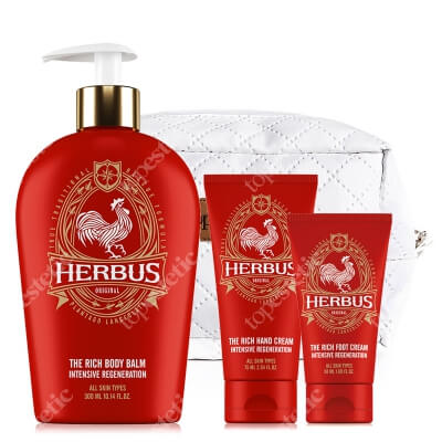 Herbus The Rich Set ZESTAW Balsam do ciała 300 ml + Krem do rąk 75 ml + Krem do stóp 50 ml + Kosmetyczka 1 szt