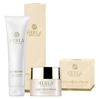 Herla 24k Gold Face & Body Set ZESTAW Rozświetlający balsam do ciała 150 ml + Maska do twarzy 50 ml