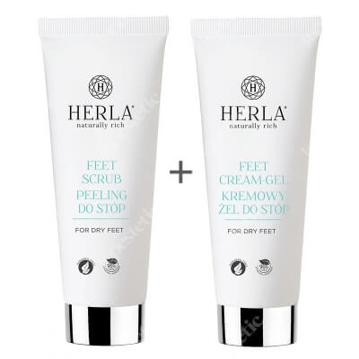 Herla Feet Scrub + Feet Cream Gel ZESTAW Peeling do stóp 75 ml + Kremowy żel do stóp 75 ml