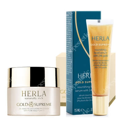 Herla Gold Set ZESTAW Odmładzająca maska 50 ml + Odżywcze serum olejowe do ust 15 ml