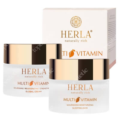 Herla Multivitamin Shine Skin  ZESTAW Multiwitaminowy krem globalny na dzień i na noc 50 ml + Maska nocna 50 ml