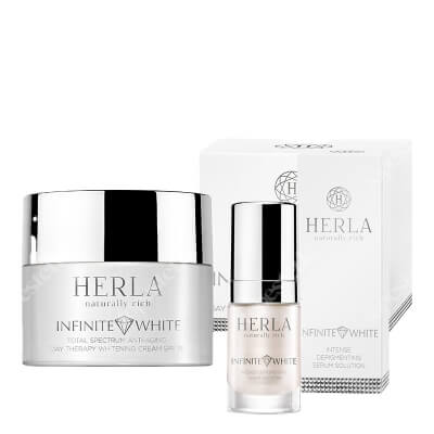 Herla Total Spectrum Anti Aging ZESTAW Serum depigmentacyjne 15 ml + Przeciwstarzeniowy krem wybielający przebarwienia z ochroną na dzień 50 ml