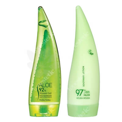 Holika Holika Aloe Set ZESTAW Żel pod prysznic z sokiem z aloesu 92% 250 ml + Głęboko nawilżający balsam do twarzy i ciała 240 ml