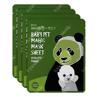 Holika Holika Baby Pet Magic Mask - Vitality Panda 4 Pack ZESTAW Witaminowa bawełniana maseczka w płachcie 4 szt