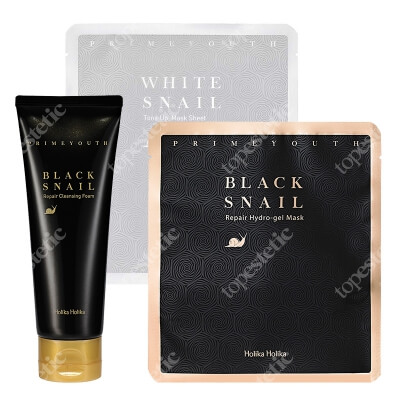 Holika Holika Black Snail Skin Care ZESTAW Pianka oczyszczająca 100 ml + Maseczka z ekstraktem ze śluzu ślimaka 1 szt. + Hydrożelowa maseczka na twarz 1 szt