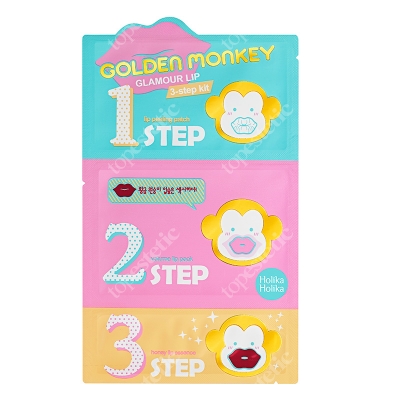 Holika Holika Golden Monkey Lip 3-step Trójstopniowy zestaw pielęgnacyjny do ust 1 szt