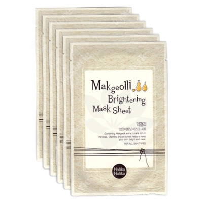 Holika Holika Makgeolli Brightening Mask 6 Pack ZESTAW Rozjaśniająca maseczka na bawełnianej płachcie 6 szt.