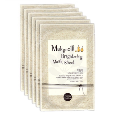 Holika Holika Makgeolli Brightening Mask 6 Pack ZESTAW Rozjaśniająca maseczka na bawełnianej płachcie 6 szt.