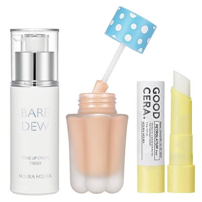 Holika Holika Natural Make Up ZESTAW Lekki krem BB (kolor Natural Beige) 40 ml + Baza pod makijaż przeznaczona dla skóry tłustej i mieszanej 40 ml + Kojący balsam do ust z c