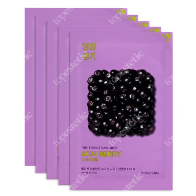 Holika Holika Pure Essence Mask Sheet - Acai Berry 5 Pack ZESTAW Maseczka bawełniana z ekstraktem z jagód 5 szt.