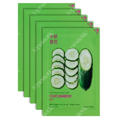 Holika Holika Pure Essence Mask Sheet - Cucumber 5 Pack ZESTAW Maseczka bawełniana z ekstraktem z ogórka 5 szt.