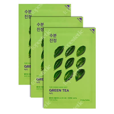Holika Holika Pure Essence Mask Sheet - Green Tea x 3 ZESTAW Maseczka bawełniana z ekstraktem z zielonej herbaty 1 szt. x 3