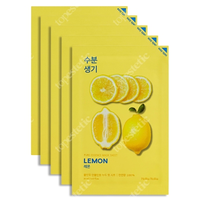 Holika Holika Pure Essence Mask Sheet - Lemon 5 Pack ZESTAW Maseczka bawełniana z ekstraktem z cytryny 5 szt.