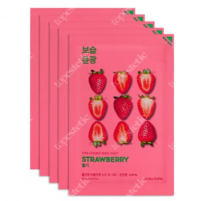 Holika Holika Pure Essence Mask Sheet - Strawberry 5 Pack ZESTAW Maseczka bawełniana z ekstraktem z truskawek 5 szt.