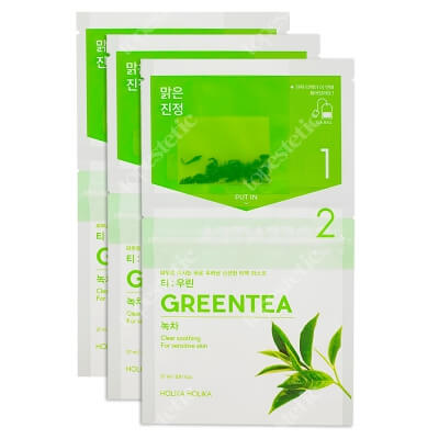 Holika Holika Tea Brewed Mask Sheet Green Tea 3 Pack Dwuskładnikowa maseczka do twarzy z zieloną herbatą 3 szt.