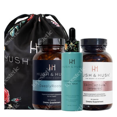 Hush and Hush Holiday Gift Set ZESTAW Piękne i grube włosy 120 kaps. + Nawilżenie i wygładzenie 60 kaps. + Serum 60 ml