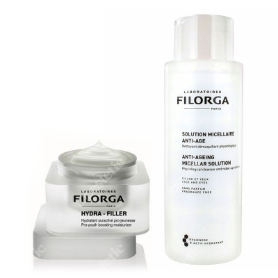 Filorga Hydra-Filler + Anti-Age Micellar Solution ZESTAW Krem nawilżająco-odmładzający, Woda micelarna 50 ml, 400 ml
