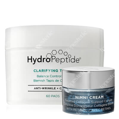 Hydropeptide Clarifying + Nimni Face Cream ZESTAW Oczyszczające płatki tonizujące 60 szt. + Krem z kompleksem kolagenowym Nimni 5 ml