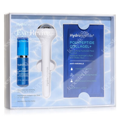 Hydropeptide Eye Revive Trio - Holiday Kit ZESTAW Krem pod oczy 5 ml + Maska liftingująca zmarszczki wokół oczu 4 szt + Stainless Steel Eye Roller 1 szt