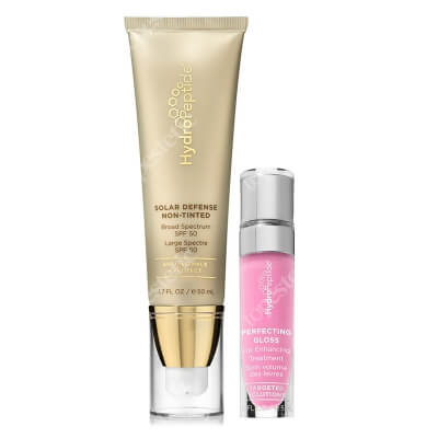 Hydropeptide Solar Defense Non Tinted Sunscreen SPF 50 + Perfecting Lip Gloss ZESTAW Ochrona przeciwsłoneczna niekoloryzująca 50 ml + Błyszczyk rozjaśniający i poprawiający wygląd ust (Palm Springs) 5 ml
