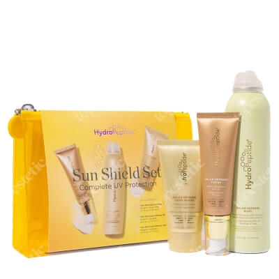 Hydropeptide Sun Shield Set ZESTAW Ochrona przeciwsłoneczna koloryzująca 50 ml + Wodoodporny filtr mineralny w spray’u 100 ml + Krem do rąk 75 ml