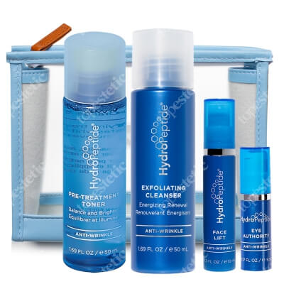 Hydropeptide Travel Set ZESTAW Preparat oczyszczający 50 ml + Tonik 50 ml + krem nawilżający 10 ml + Krem pod oczy 5 ml + Kosmetyczka 1 szt