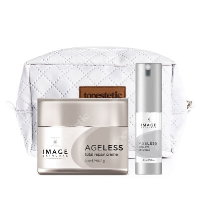 Image Skincare Ageless Set ZESTAW Liftingujący i komfortowy krem na noc 56,7 g + Liftingujący krem pod oczy z kwasem glikolowym 15 ml + Kosmetyczka