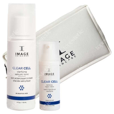 Image Skincare Clarifying Tonic + Clarifying Repair Creme  ZESTAW Odświeżający tonik 118 ml + Stymulujący odnowę lekki żel-krem 48 g + Kosmetyczka 1 szt