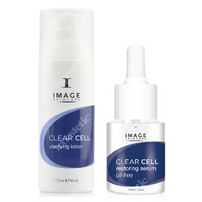 Image Skincare Clear Cell Restoring Serum + Clarifying Lotion ZESTAW Beztłuszczowe serum nawilżające i absorbujące sebum 28 g + Lekki krem regulujący pracę gruczołów łojowych 50 ml