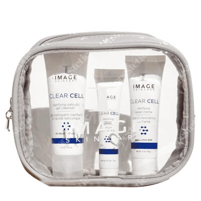 Image Skincare Clear Cell Solutions Trial Kit ZESTAW Preparat oczyszczający 50 ml + Beztłuszczowe serum nawilżające 14 g + Stymulujący odnowę lekki żel-krem 28 g + Kosmetyczka