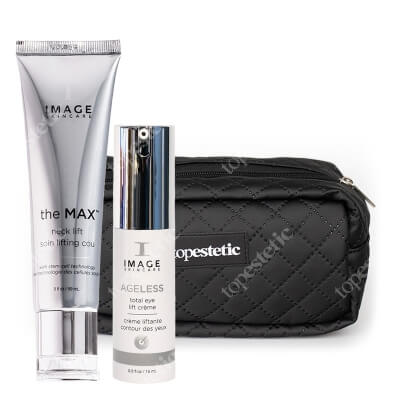 Image Skincare Pielęgnacja Liftingująca ZESTAW Krem silnie ujędrniający na szyję, podbródek i dekolt 59 ml + Liftingujący krem pod oczy z kwasem glikolowym 15 ml + Kosmetyczka 1 sz