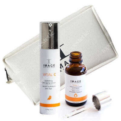 Image Skincare Vital C Hydrating Antioxidant A C E Serum + Vital C Hydrating Anti Aging Serum  ZESTAW Serum antyoksydacyjne 30 ml + Nawilżający i wygładzający zmarszczki lekki krem z 15% wit. C, 50 ml + Kosmetyczka 1 szt 