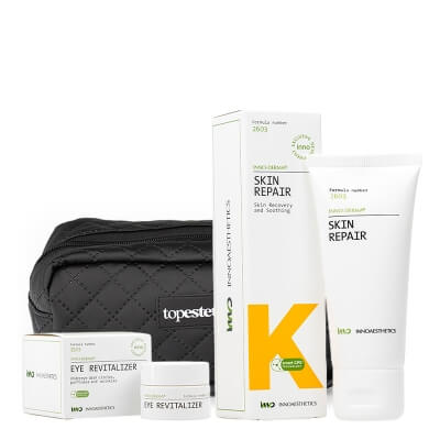 Innoaesthetics Skin Repair + Eye Revitalizer + Kosmetyczka ZESTAW Krem regenerujący do odbudowy skóry 60 g + Rewitalizujący krem pod oczy na cienie i opuchliznę 15 g + Kosmetyczka 1 szt