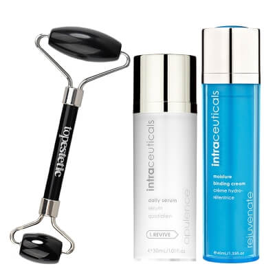 Intraceuticals Daily Serum Opulence + Moisture Binding Cream + Roller ZESTAW Serum rozjaśniające 30 ml + Odmładzający krem wiążący wilgoć 40 ml + Roller obsydian 1 szt