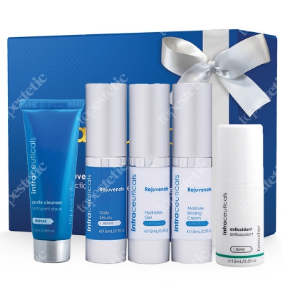 Intraceuticals Rejuvenate Travel Set ZESTAW Płyn oczyszczający 25 ml + Codzienne serum 15 ml + Żel nawadniający 15 ml + Krem wiążący wilgoć 15 ml + Wzmacniacz domowy 15 ml