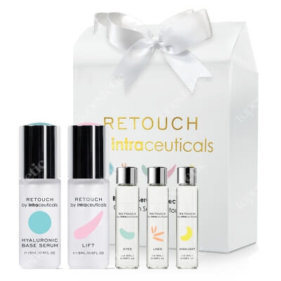 Intraceuticals Retouch 2019 ZESTAW Baza hialuronowa 15 ml + Serum liftingujące 15 ml + Serum na okolice oczu 2,5 ml + Serum na zmarszczki 2,5 ml + Serum promienność 2,5 ml