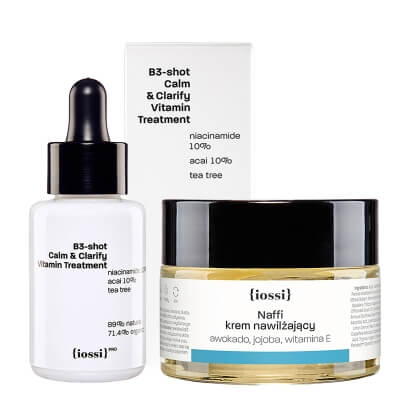 Iossi B3 Shot + Naffi ZESTAW Serum z niacynamidem w aktywnym stężeniu 10%, wit. C, 30 ml + Krem nawilżający, awokado i jojoba 50 ml