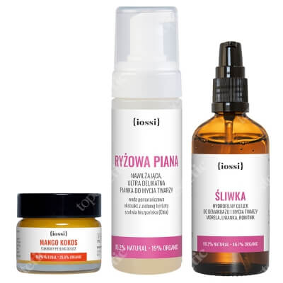 Iossi Cleansing Ritual ZESTAW Olejek do demakijażu 100 ml + Pianka do mycia twarzy 150 ml + Cukrowy peeling do ust 15 ml