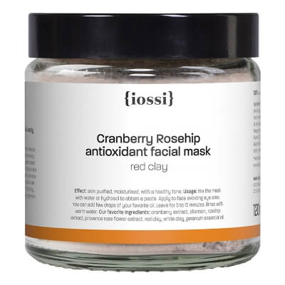 Iossi Cranberry Rosehip Żurawina, Dzika Róża. Antyoksydacyjna maseczka z czerwoną glinką 120 ml
