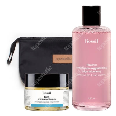 Iossi Piwonia + Naffi + Kosmetyczka Topestetic ZESTAW Płyn micelarny 200 ml + Krem nawilżający 50 ml + Kosmetyczka 1 szt