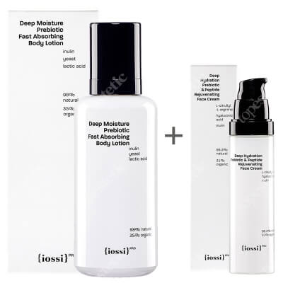 Iossi Prebiotic Set ZESTAW Nawilżający krem do twarzy z naturalnym peptydem z czerwonej algi 50 ml + Wygładzający, intensywnie nawilżający balsam 200 ml