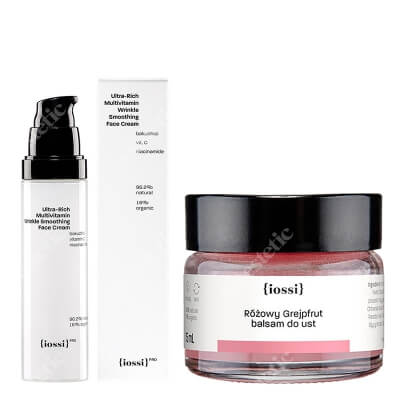 Iossi Ultra Rich Multivitamin Face Cream + Różowy Grejpfrut ZESTAW Wygładzający, bogaty krem do twarzy z wit. C, B3 i E, 50 ml + Balsam do ust 15 ml