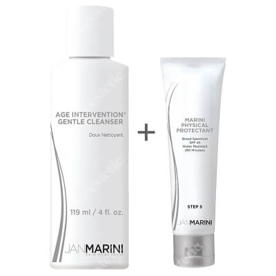 Jan Marini Age Intervention Gentle Cleanser + Marini Physical Protectant Tinted SPF 45 ZESTAW Delikatny preparat oczyszczający do twarzy i oczu 119 ml + Krem ochronny koloryzujący SPF 45, 57 g