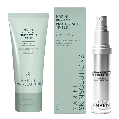 Jan Marini Age Intervention® Peptide Extreme + Marini Physical Protectant SPF 45 Tinted Fair To Light ZESTAW Lotion regenerujący po zabiegach estetycznych 30 ml + Krem ochronny koloryzujący (kolor jasny) 57 g