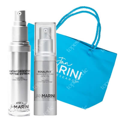 Jan Marini Age Intervention Peptide Extreme + RosaLieve + Torba Jan Marini ZESTAW Lotion regenerujący po zabiegach estetycznych 30 ml + Lotion redukujący zaczerwienienia 30 ml + Turkusowa 1 szt